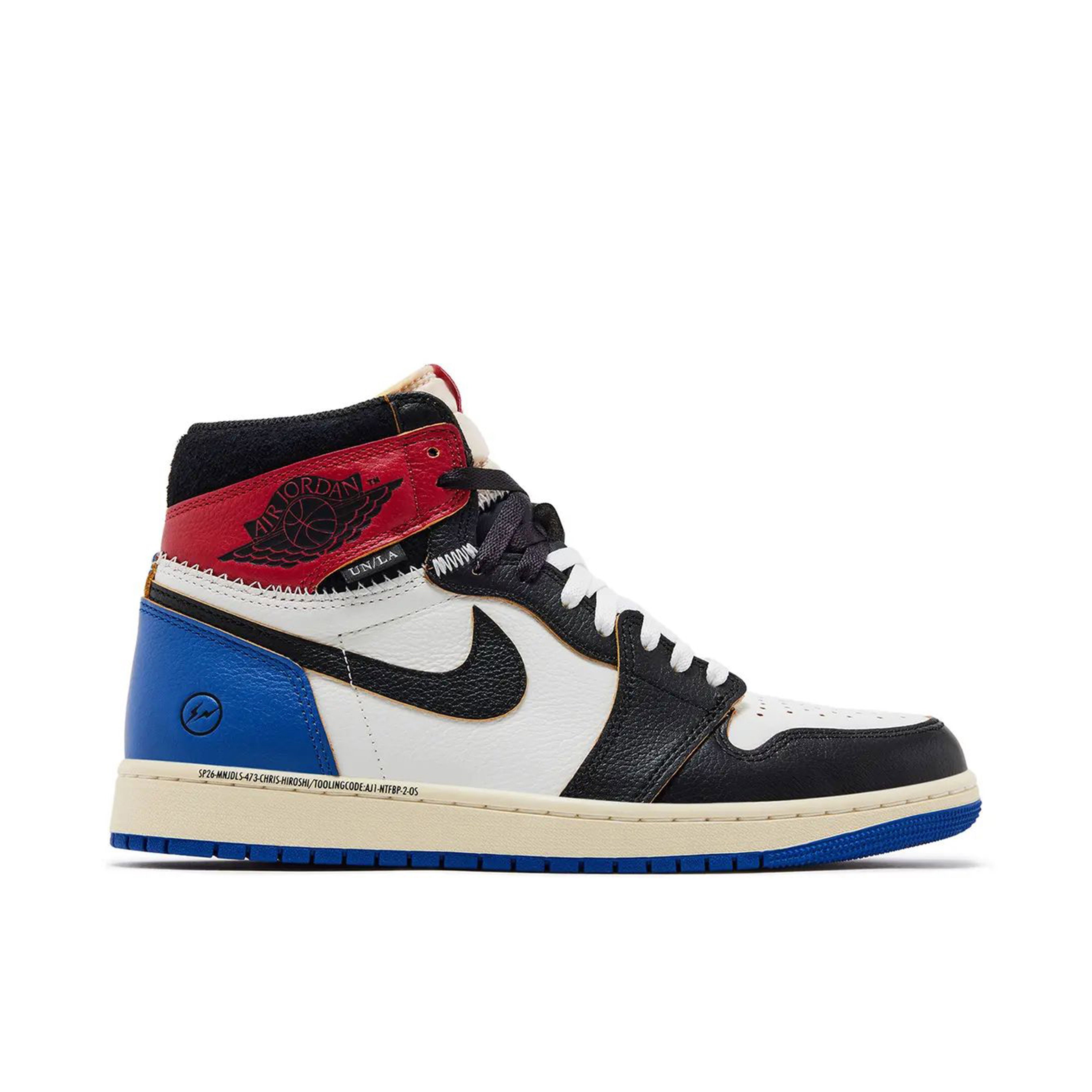 Air Jordan 1 Retro High OG SP Fragment x Union LA Varsity Red Sport Royal - Side View