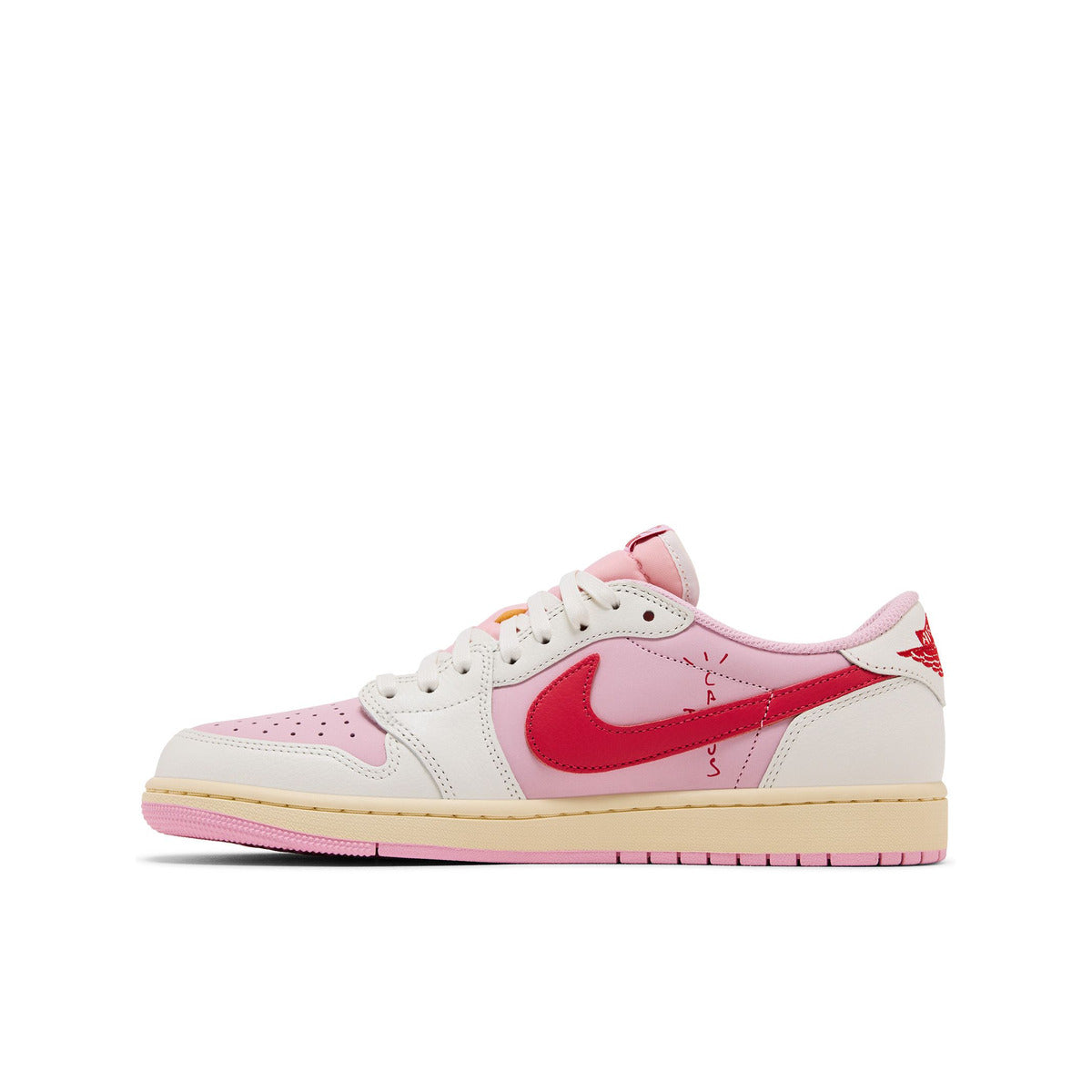 Air Jordan 1 Retro Low OG SP Travis Scott Sail Tropical Pink - Medial View