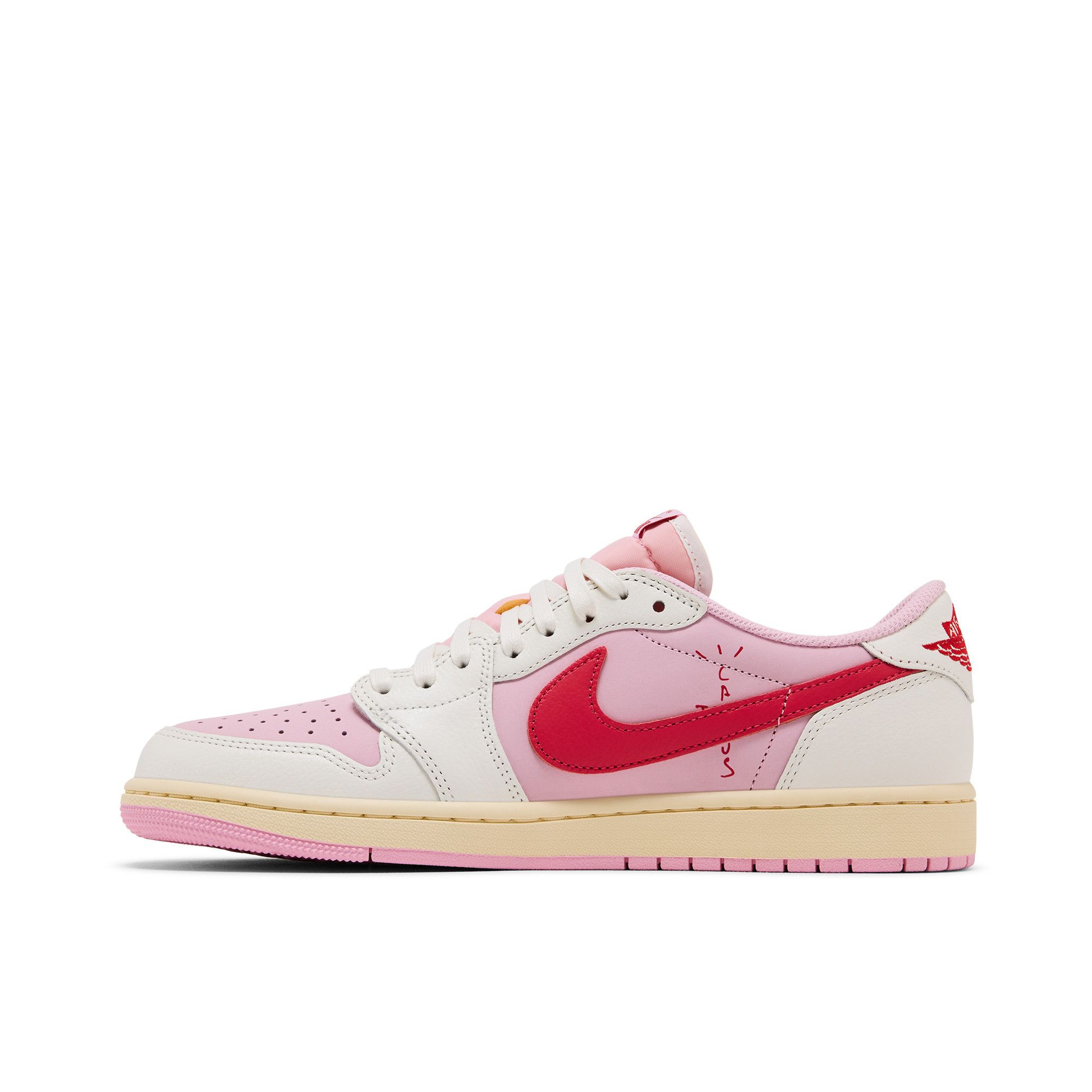 Air Jordan 1 Retro Low OG SP Travis Scott Sail Tropical Pink - Medial View