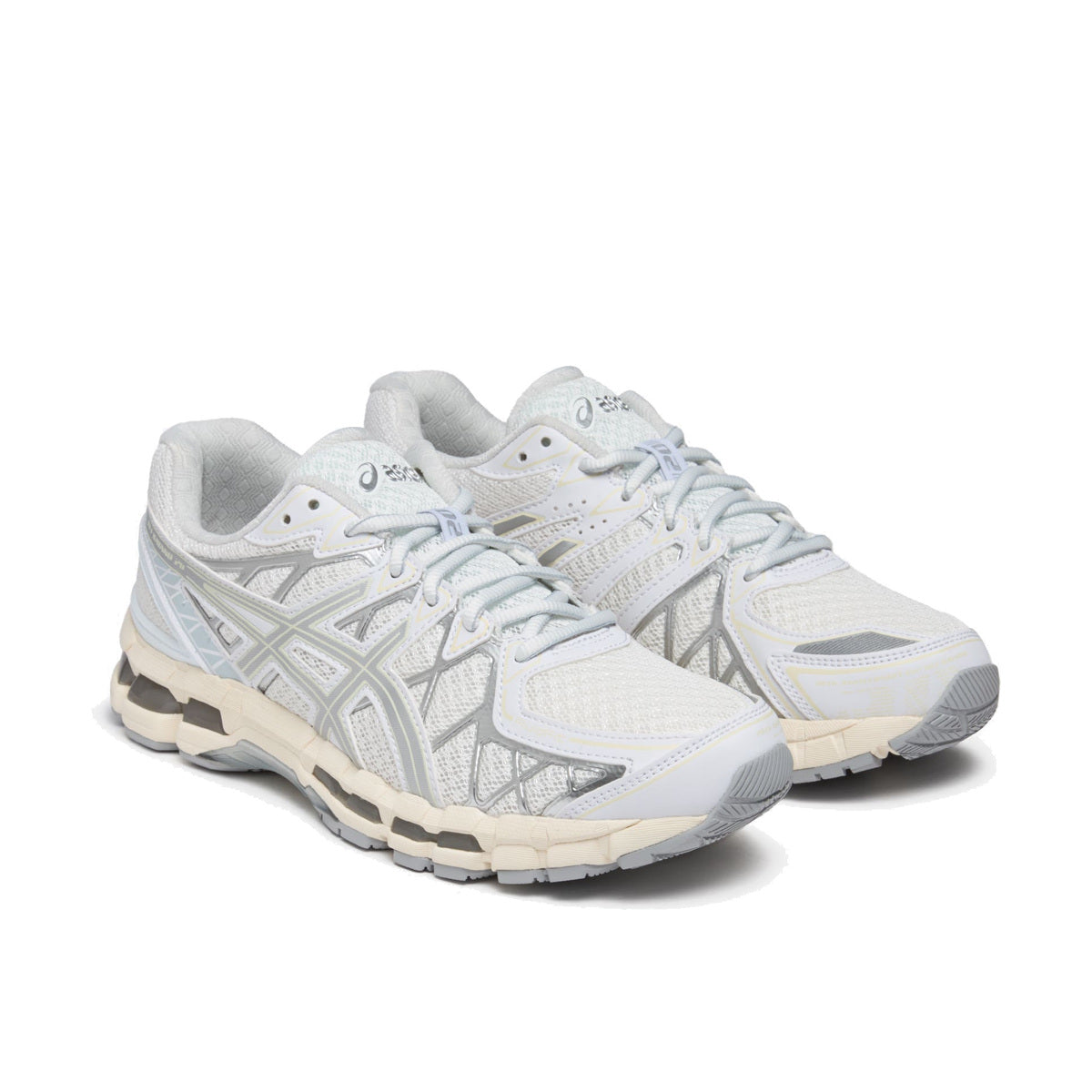 ASICS Gel-Kayano 20 White Pure Silver angled front pair view