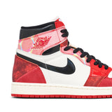 Air Jordan 1 High x Spider-Man Across The Spider-Verse Red Black upper detail